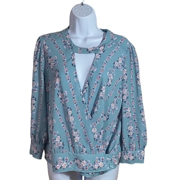 Floral Teal Blouse - Picture 1 of 11